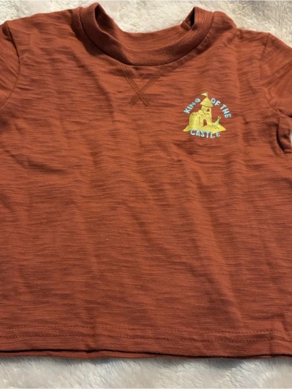 Okie Dokie Rust T-Shirt with Sandcastle Design